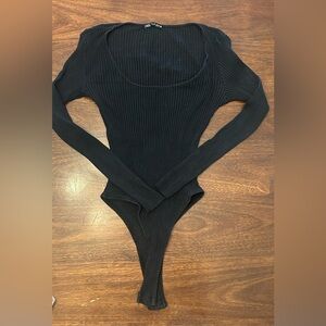 Zara Black Ribbed Bodysuit